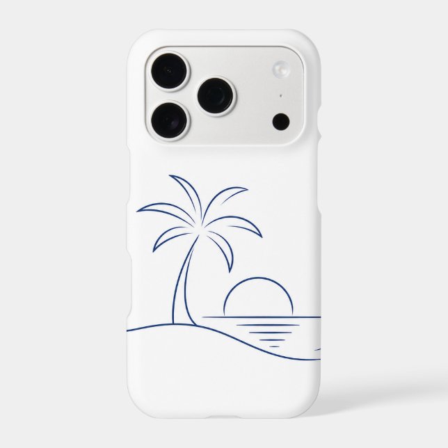 Minimalist Palm Tree Ocean Phone Case (Back)