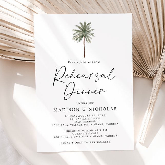 Minimalist Palm Tree Wedding Rehearsal Dinner Invitation (Creator Uploaded)