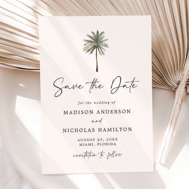 Minimalist Palm Tree Wedding Save The Date (Creator Uploaded)