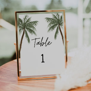 Minimalist Palm Trees Tropical Table Number
