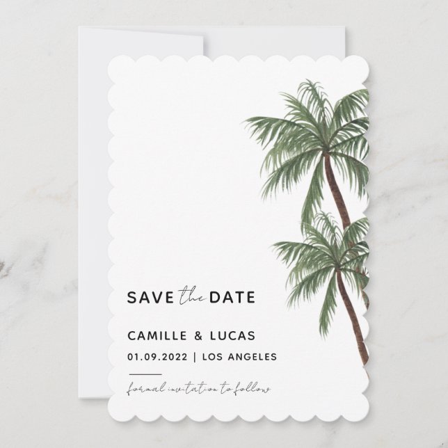 Minimalist Palm Trees wedding invitation (Front)