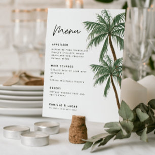 Minimalist Palm trees wedding menu  Invitation