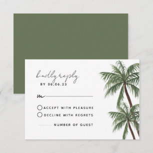 Minimalist Palm Trees Wedding RSVP Card