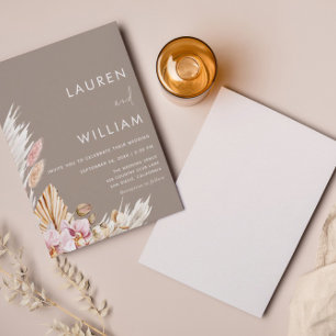 Minimalist Pampas Grass Boho Wedding Invitation