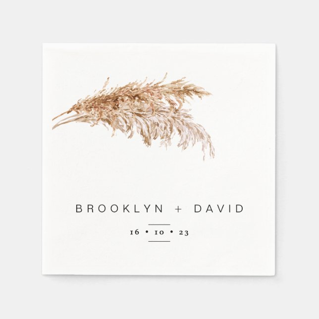 Minimalist Pampas Grass Wedding   Napkin (Front)