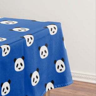 Minimalist Panda Pattern- Cobalt Blue Tablecloth