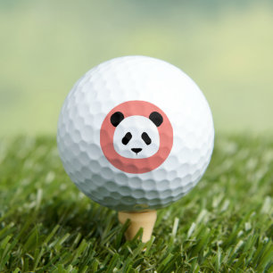 Minimalist Panda Pattern- Coral Pink Golf Balls