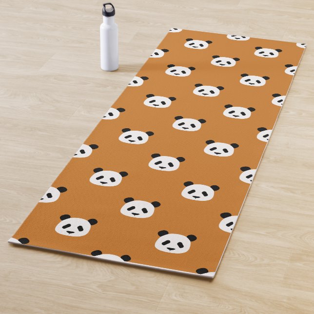 Minimalist Panda Pattern - Ochre Orange Yoga Mat (In Situ)