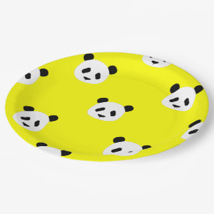 Minimalist Panda Pattern - Yellow Paper Plate