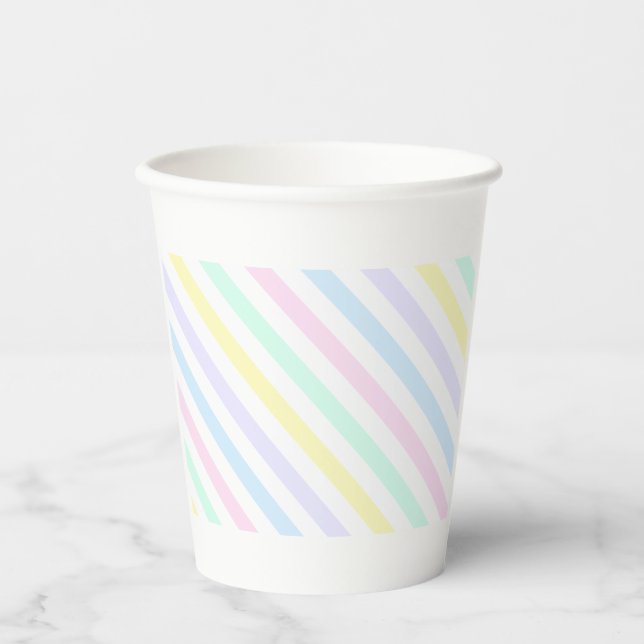 Minimalist Paper Gobelet Pastel Stripes Cups (Front)