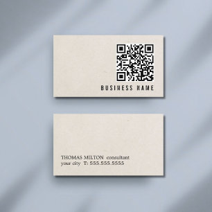 Minimalist Paper Texture QR code Bold Consultant Business Card