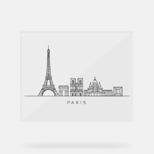 Minimalist Paris Skyline Line Art Acrylic Sign