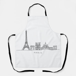 Minimalist Paris Skyline Line Art Apron