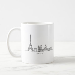 Minimalist Paris Skyline Line Art Coffee Mug