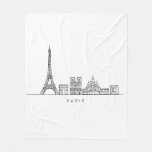 Minimalist Paris Skyline Line Art Fleece Blanket