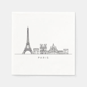 Minimalist Paris Skyline Line Art Napkin