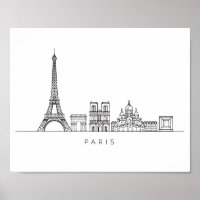 Minimalist Paris Skyline Line Art