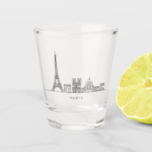 Minimalist Paris Skyline Line Art Shot Glass