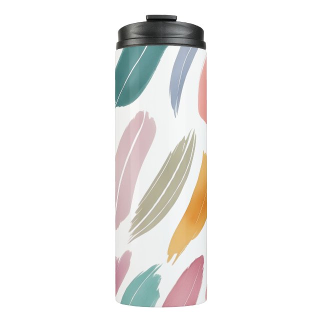 Minimalist Pastel Abstract Brush Strokes Thermal Tumbler (Front)