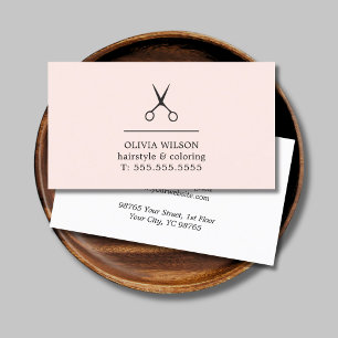 Minimalist Pastel Black Scissors Hair Salon Business Card
