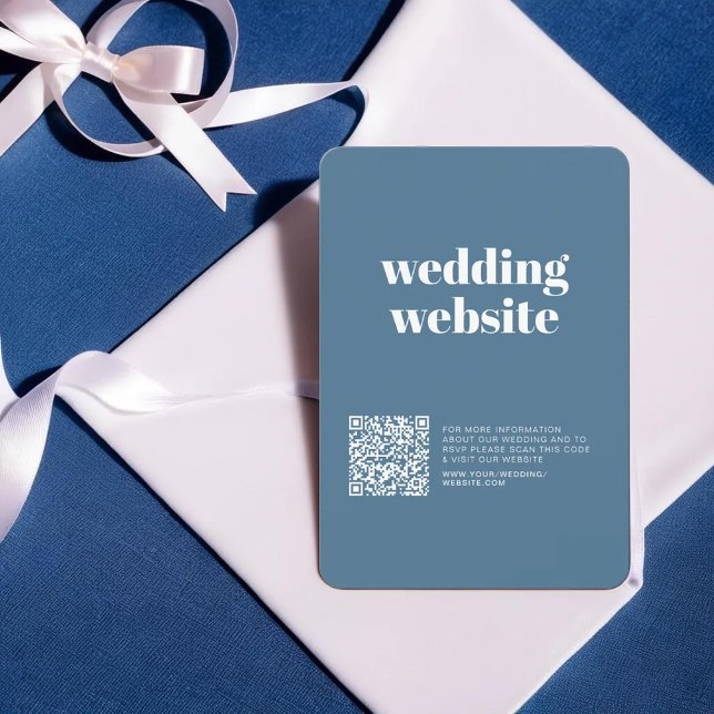 Minimalist Pastel Blue Couple Photo & QR Code Desi RSVP Card (Creator Uploaded)