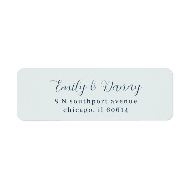 Minimalist Pastel Blue Elegant Wedding Address (Front)
