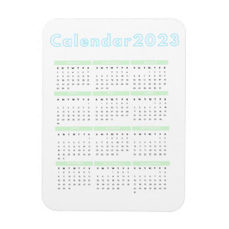 Minimalist Pastel Blue Green 2023 Magnet Calendar