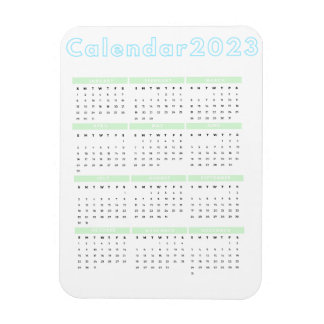 Minimalist Pastel Blue Green 2023 Magnet Calendar
