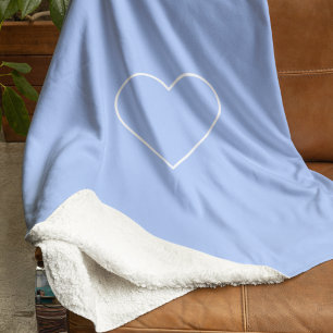 Minimalist Pastel Blue Heart   Soft Modern Sherpa Blanket