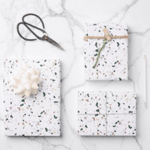 Minimalist Pastel Blush Pink Green Terrazzo Gift Wrapping Paper Sheet