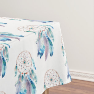 Minimalist Pastel Bohemian Watercolor Dreamcatcher Tablecloth