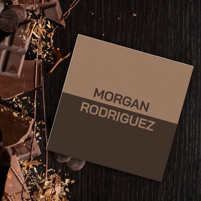 Minimalist pastel chocolate colours modern QR code Square Business Card (Minimalist pastel chocolate colors modern QR code Square Business Card)