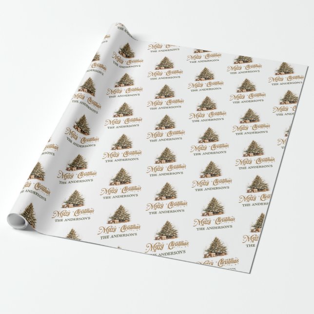 Minimalist pastel colours Christmas tree sage rust Wrapping Paper (Unrolled)