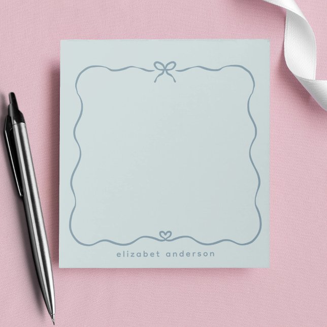 Minimalist Pastel Cute Bow Monogram Name  Notepad (Creator Uploaded)