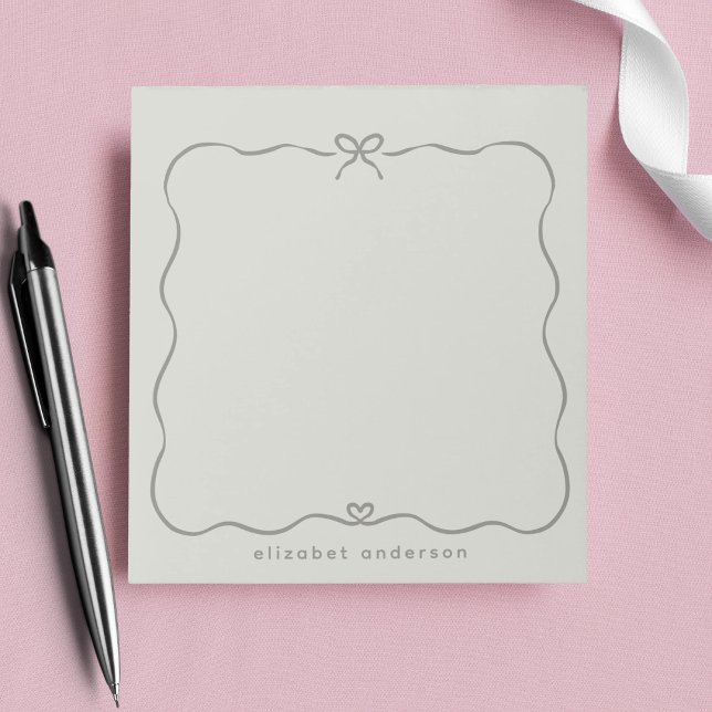 Minimalist Pastel Cute Bow Monogram Name  Notepad (Creator Uploaded)