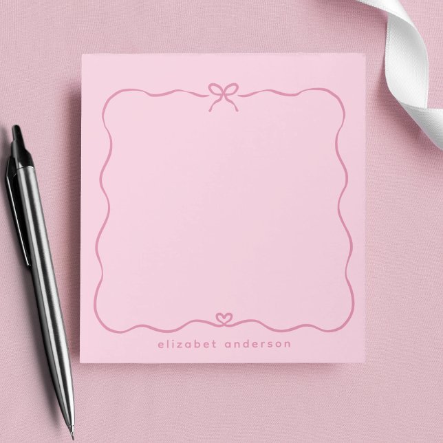 Minimalist Pastel Cute Bow Monogram Name  Notepad (Creator Uploaded)