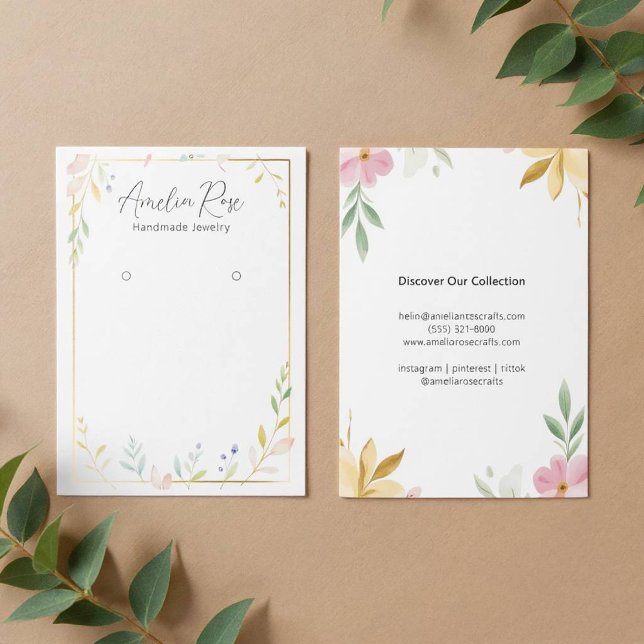 Minimalist Pastel Floral Earring Display Card (Chic Floral Earring Stand)