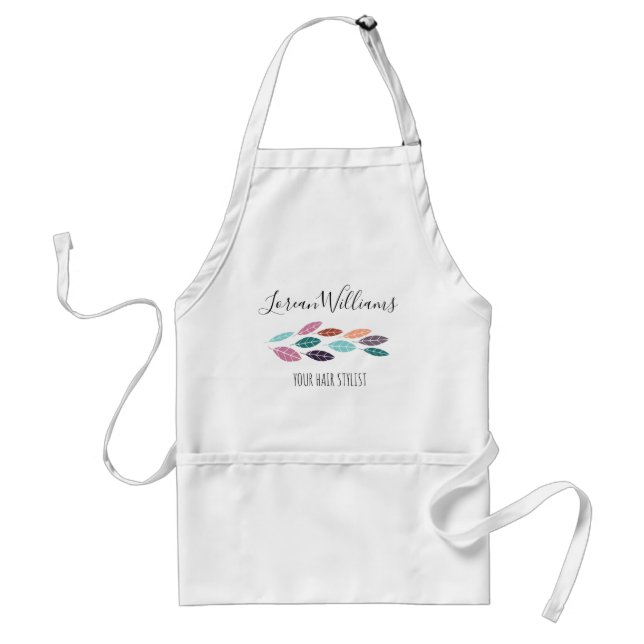 Minimalist Pastel Floral Hair Stylist Boho Leaves Standard Apron (Front)