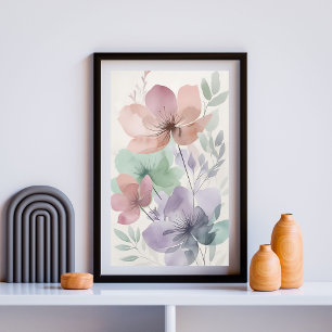  Minimalist Pastel Floral Wall Art II