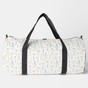Minimalist Pastel Floral Wildflower Duffle Bag