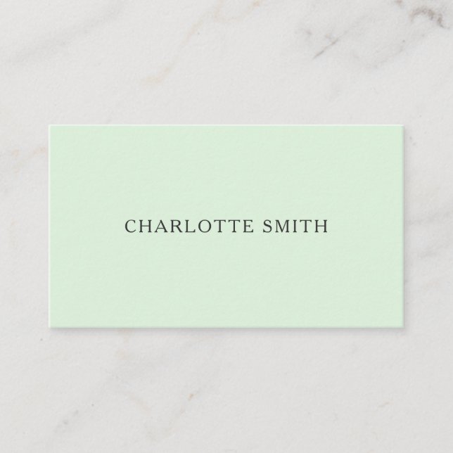 Minimalist pastel green modern business card (Front)