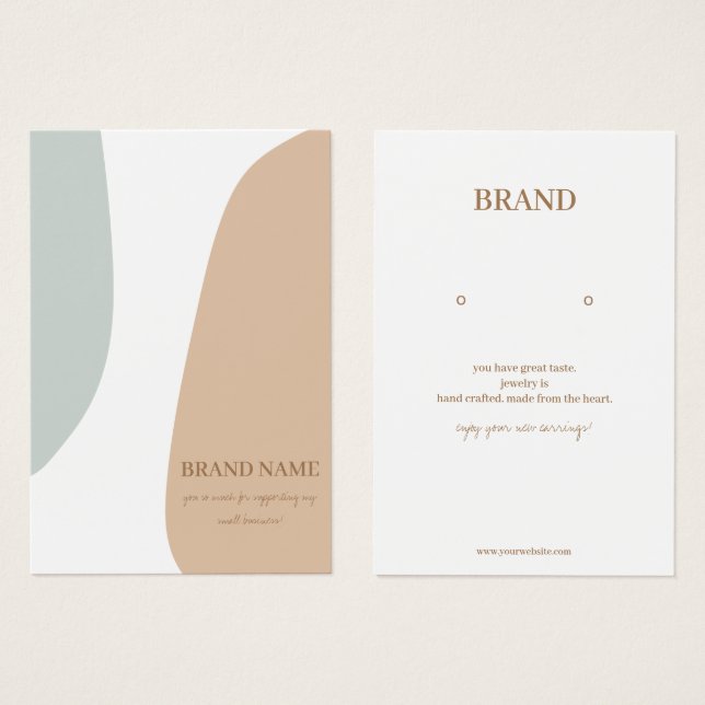 Minimalist Pastel Jewellery Earring Display Card (Front & Back)