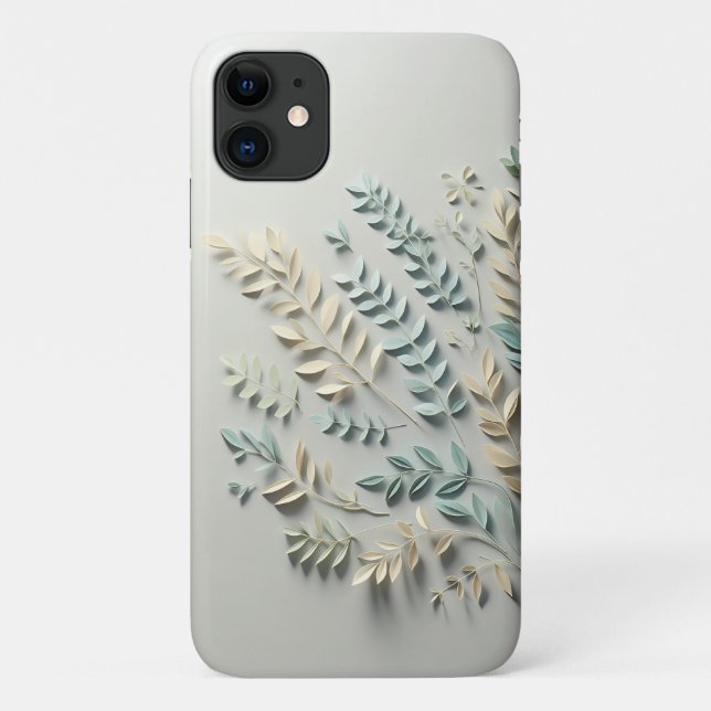 Minimalist Pastel Leaf Paper Cut Art - Modern Bota Case-Mate iPhone Case (Back)