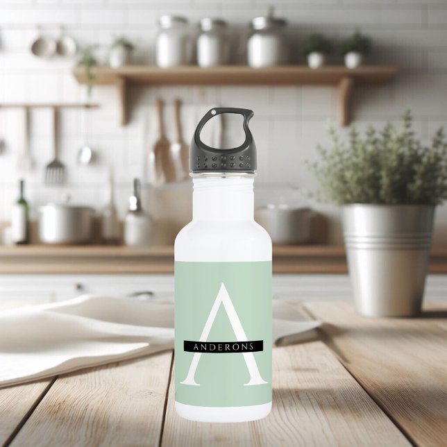 Minimalist Pastel Mint Personalised Name 532 Ml Water Bottle (Creator Uploaded)