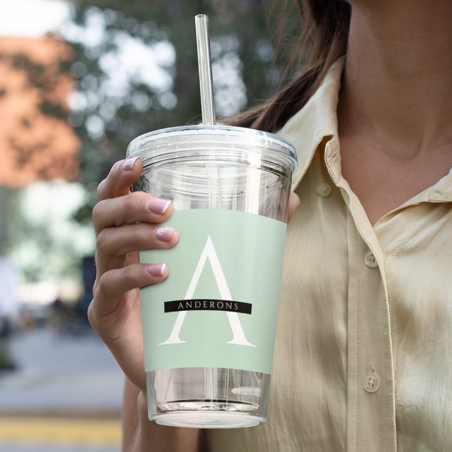 Minimalist Pastel Mint Personalised Name Acrylic Tumbler (Creator Uploaded)