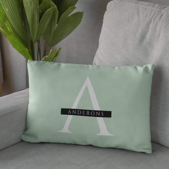 Minimalist Pastel Mint Personalised Name Lumbar Cushion (Creator Uploaded)