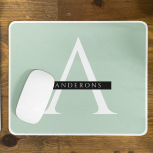 Minimalist Pastel Mint Personalised Name Mouse Mat