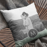 Minimalist Pastel Mint Personalised Name & Photo Cushion<br><div class="desc">Minimalist Pastel Mint Personalised Name & Photo</div>