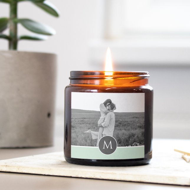 Minimalist Pastel Mint Personalised Name & Photo Square Sticker (Creator Uploaded)