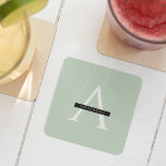 Minimalist Pastel Mint Personalised Name Square Paper Coaster<br><div class="desc">Minimalist Pastel Mint Personalised Name</div>